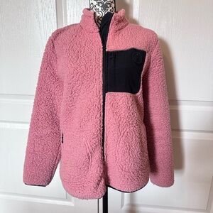 Women’s Tommy Hilfiger Pink Faux Fur Full Zip Fleece, Size Medium